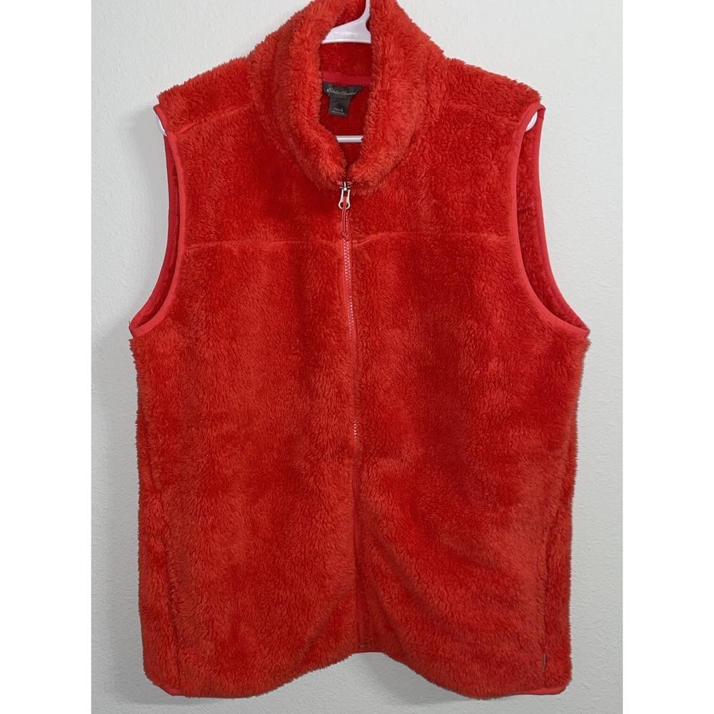 Eddie Bauer Fleece Vest Women's Large Full Zip Sleeveless Zipper Pockets